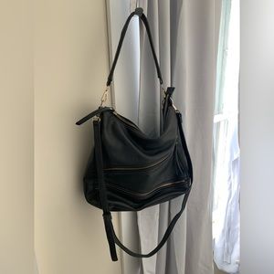 Madison West black bag. EUC. One handle plus shoulder strap. All zippers work!